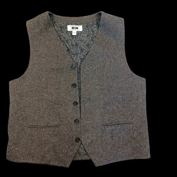 Joseph Abboud Vest Brown Herringbone Tweed Preppy Dark Academia Men's Size L - Picture 6 of 10